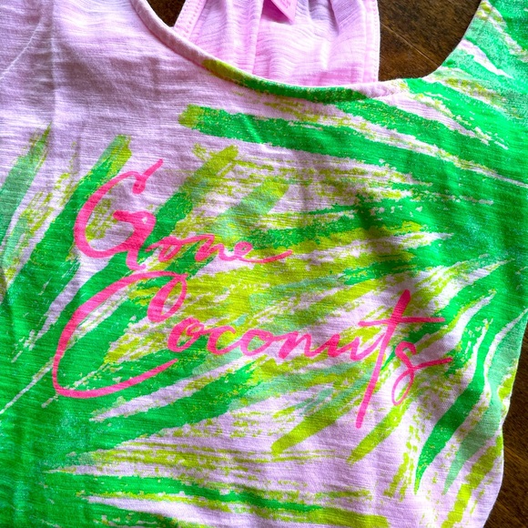 Lilly Pulitzer “Gone Coconuts” Candy Pink Tank, Slub 100% Pima Cotton- Med- EUC - Picture 15 of 17